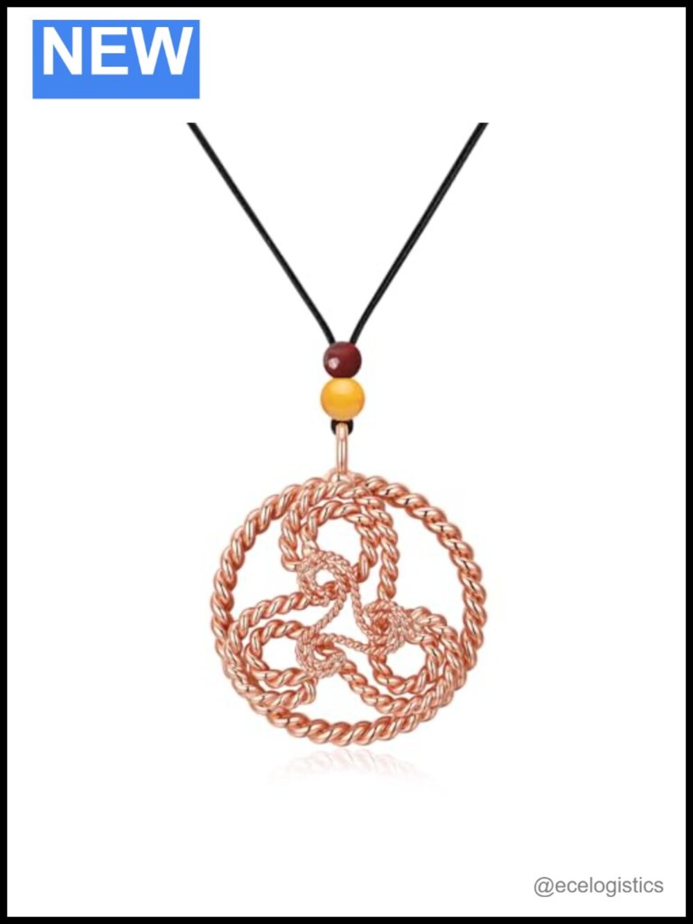 Copper Tensor Ring Double Heddeka Pendant Necklace, Spiritual Jewelry